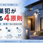 空き巣犯が嫌がる音・光・人の目・時間の4原則と窓の防犯フィルム対策イメージ